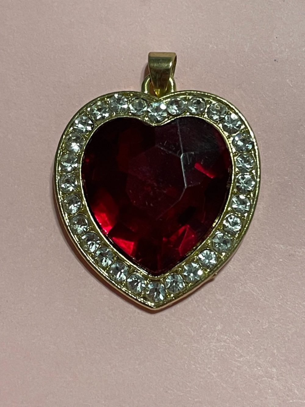 Red Gold Tone Heart Pendant #9900